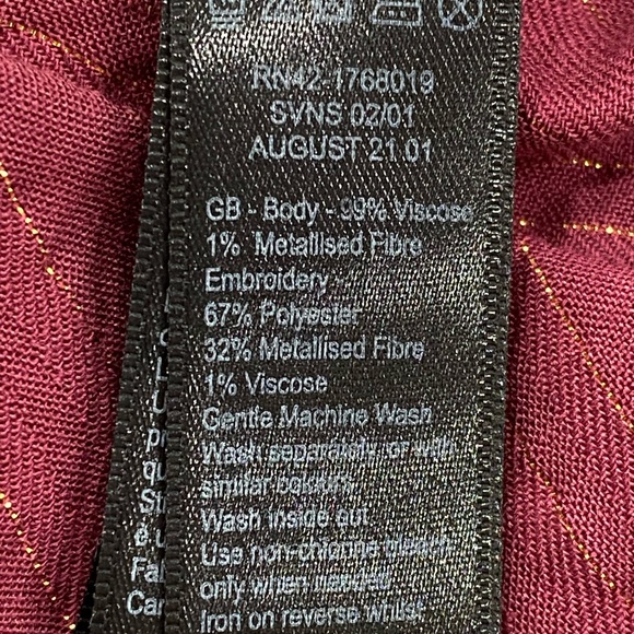 Monsoon Festive Maroon/ Burgundy Top Blouse with Buttons Embroidered size M - Picture 9 of 9